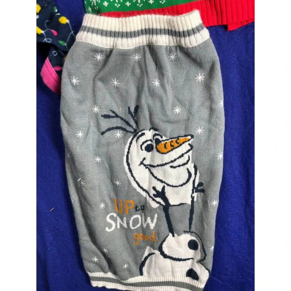 Holiday Christmas Dog Clothes Bundle Chewy Disney Sweaters Pajamas Multi Color